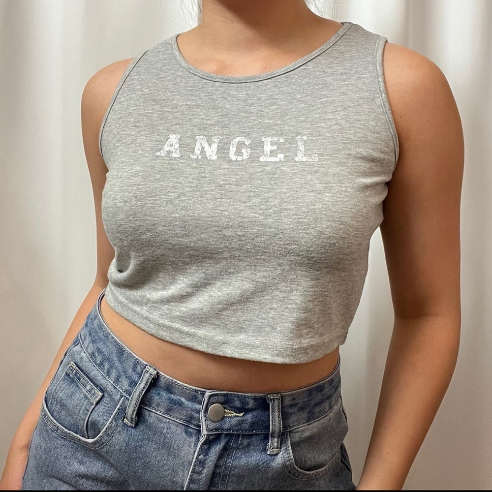 SHEIN Y2K Style Angel Graphic Print Crop Tank Top Size Large
